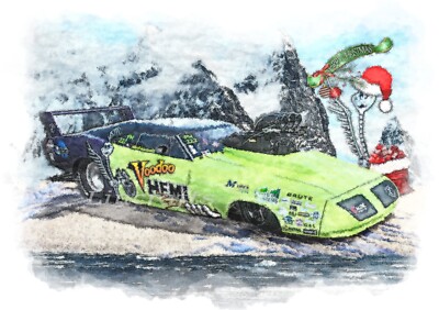Drag Racer Mopar Weihnachtskarte VooDoo Hemi Kunsthandwerk Unikat Digital Auto Kunst. (wc)