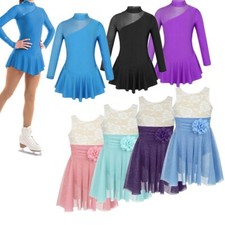 Kid Girls Figure Ice Skating Dress Gymnastics Leotard Ballet Dance Dress Costume