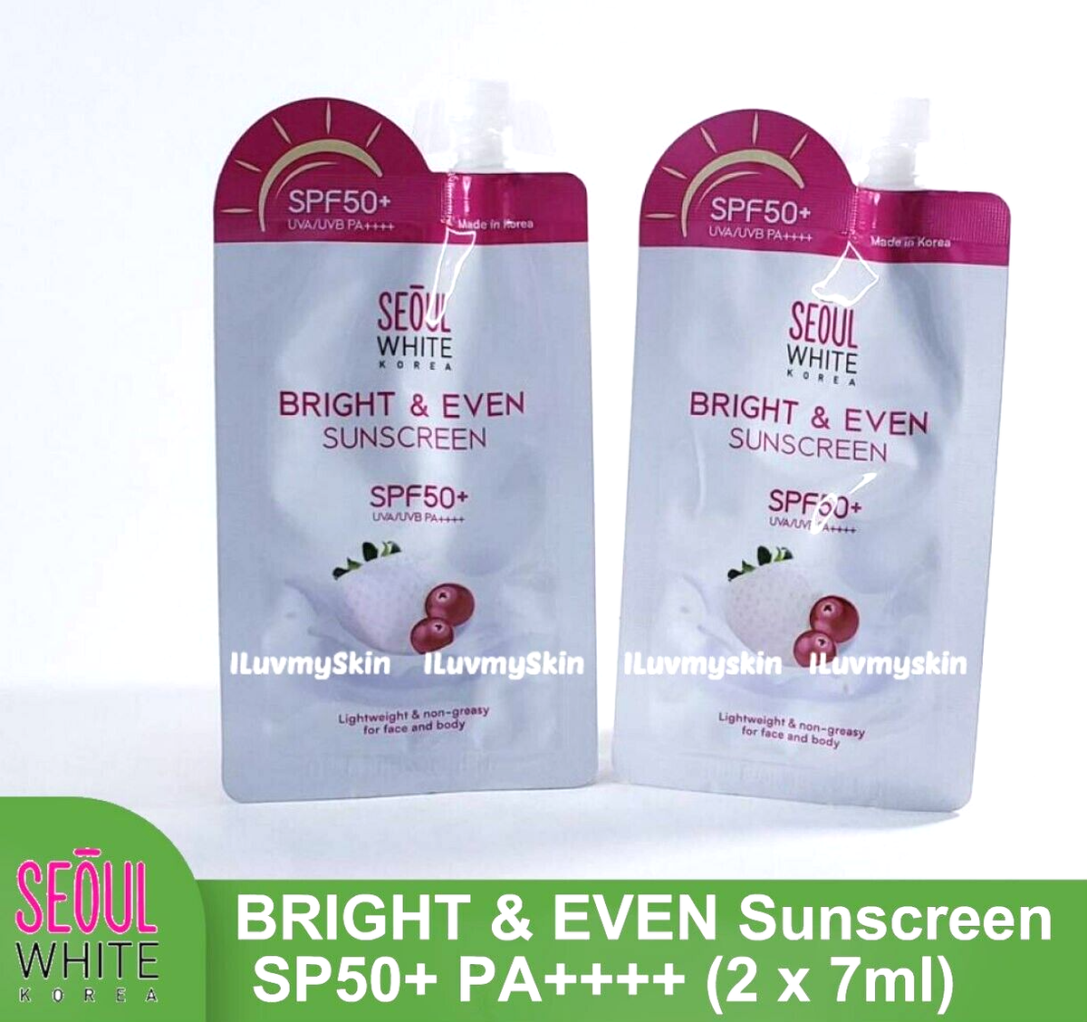 Seoul White Korea BRIGHT & EVEN Sunscreen SP50+ PA++++ (2 x 7ml