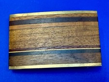 Exotic Mixed Wood Inlay on Solid Brass Retro Boho Hippy Vibe Belt Buckle