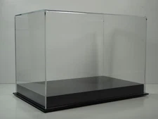 Double shoe display case with solid black base 85% UV filtering acrylic