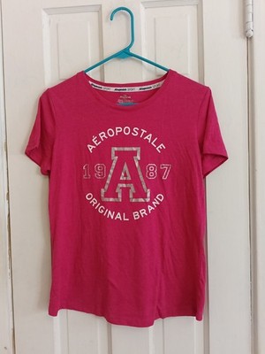 Women's M Aeropostale Athletics Sport T Shirt Varsity Top Pink Y2K Tee 2d