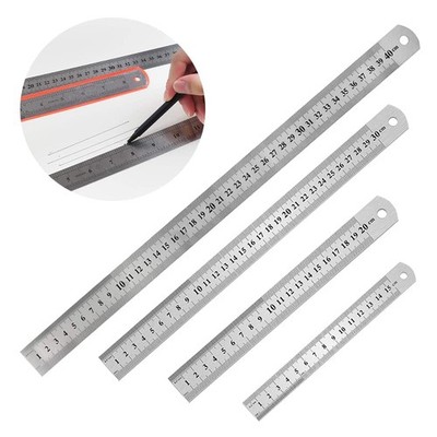 HIQE-FL Edelstahl Lineal 4er Set,15/20/30/40cm Stahllineal,Metall Linea,Metallli
