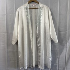 Vtg Oscar de la Renta S Pink Label Robe Satin Long Floral Lace 90s Y2K Ivory