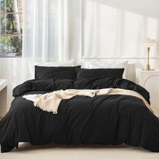 JIYUAN Oversized King Duvet Cover Set 3 Piece 100 Washed Cotton Linen Like Soft