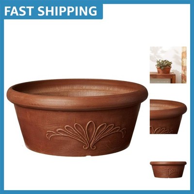 Shallow 12-Inch Bulb Pan Planter in Terra Cotta   Eco-Friendly & Durable Design