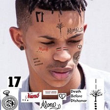2x XXXTentacion Temporary Tattoos Set Halloween Costume XXXTentacion Face Tattoo