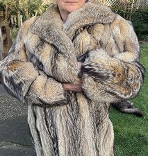 Pelzmantel Nordamerikas Kojote Pelz Mantel Real Fur Cojote Coat  Gr. 44-46