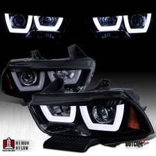 Fit 2011-2014 Dodge Charger Black Smoke Iced Led Halo Projector Headlights Lamps