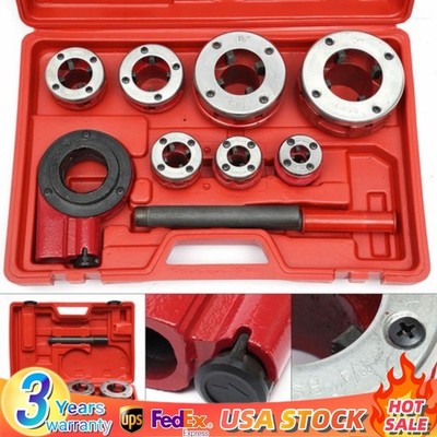 BSPT Pipe Threader 3/8'' to 2'' Dies Set Threading Tool Ratchet w/ Handle 7-Sizes
