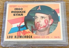 LOU KLIMCHOCK 1960 Topps #137 1960 ROOKIE STAR TTM SIGNED AUTO AUTOGRAPH CARD !