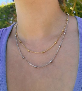 Authentic 12pc Gold Plated & Beaded Cable Chain Necklace Bulk