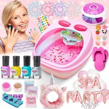 Kids Spa Day Kit for Girls, 42 Piece Spa Toys with Waterfall Foot Spa, Nail ...