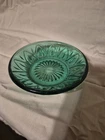 Vintage Anchor Hocking Emerald Green Pressed Glass Dish Starburst Imperfections