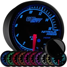 52mm GlowShift Black Elite 10 Color 1600 PSI Nitrous NOS Pressure PSI Gauge