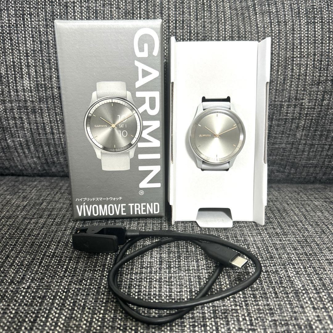 Garmin Vivomove Trend Hybrid Smartwatch Mist Gray Silver Used
