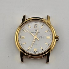 Bulova Accutron Gemini Gold Tone White Dial ETA 2892-2 Automatic 27B58 - AS-IS 