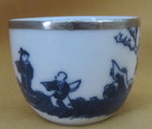 Petit bol chinois porcelaine bleu blanc décor chinois paysage Chine filet argent