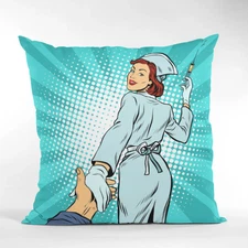 Colorful Pop Art Pillow Cover, Decorative Nurse Cushion, Modern Home Decor 16x16