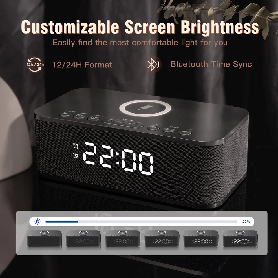 Dual Alarm Clock Radio Bedroom, Digital Alarm Clocks Bedrooms Bluetooth, Up t... - Image 3 of 4