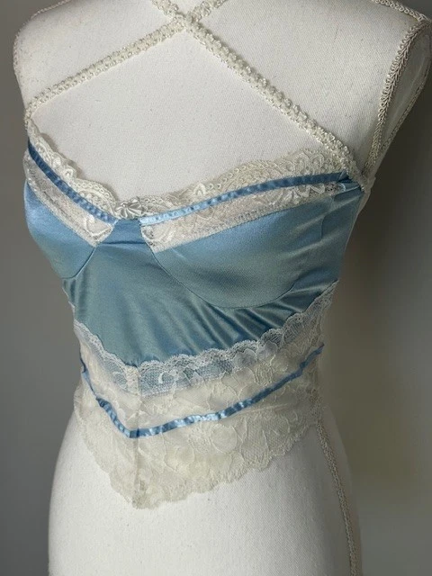 Мягкий кружевной сетки корсет верх, синий, размер S - Изображение 2 из 4