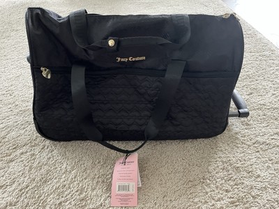 $200 Juicy Couture Duffel Bag XL Black Gold Trolly Handle Luggage Roller Bag NWT