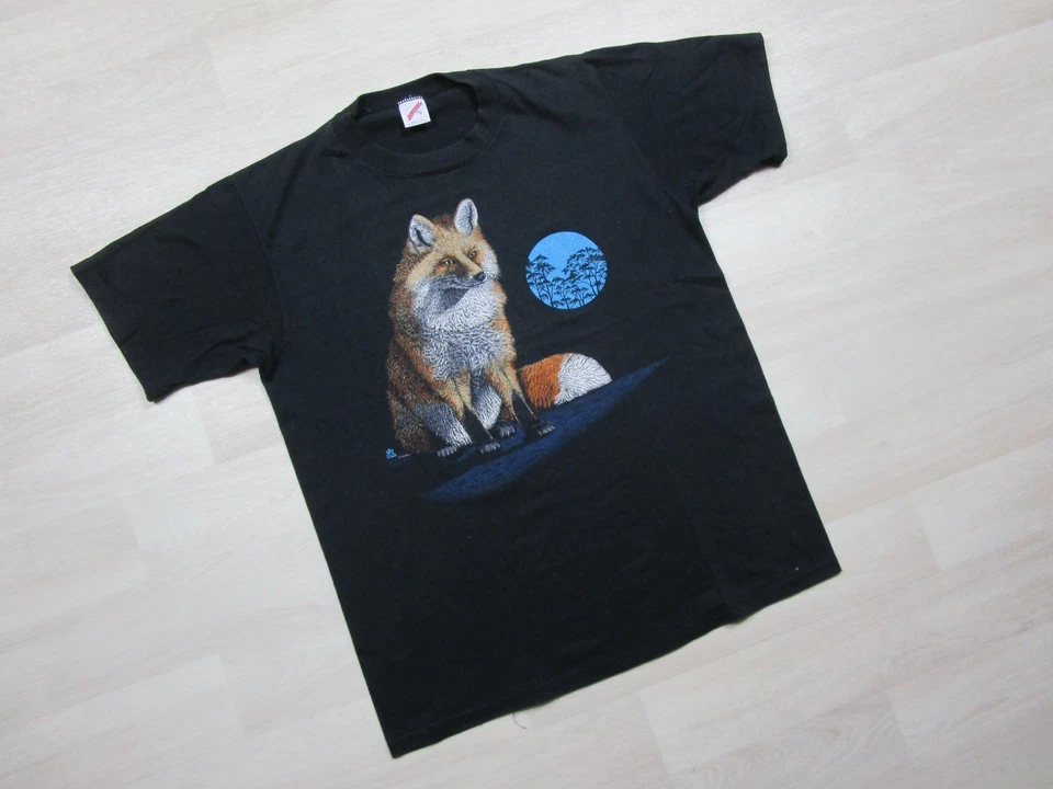 Camiseta de zorro cola blanca vintage para hombre (XL) 1980 Nature Jerzees al aire libre animal Foto 2 de 4