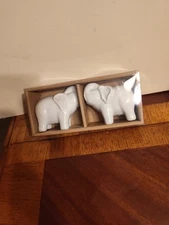 BIA Cordon Bleu White Porcelain Elephant Salt and Pepper Shakers. Collectable.