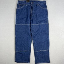 Dickies Industrial Double Knee Jeans Mens 36x29.5 Workwear Dark Wash Denim LD200