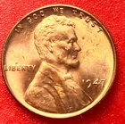 1947-P Lincoln Wheat Cent Penny GEM RED BU From an Original Bank Roll