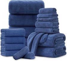 18 Piece Microfiber Bath Towels Set - 6 Bath Sheets,6 Hand Towels And 6