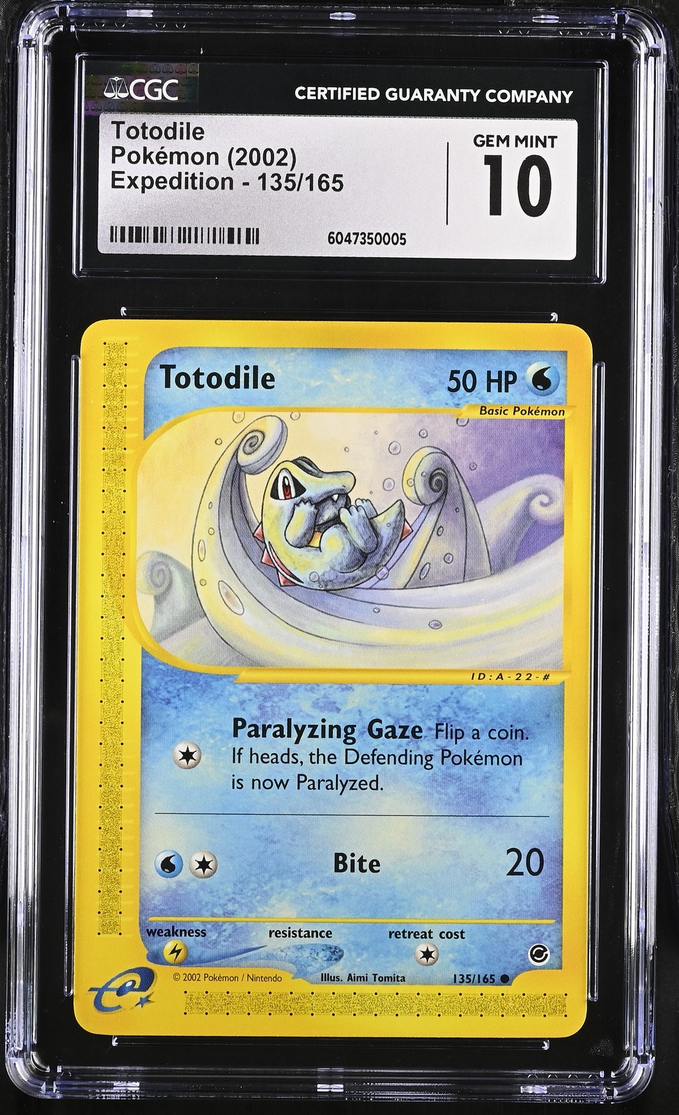 CGC 10 GEM MINT Totodile 2002 Expedition 135/165 Pokemon Card psa
