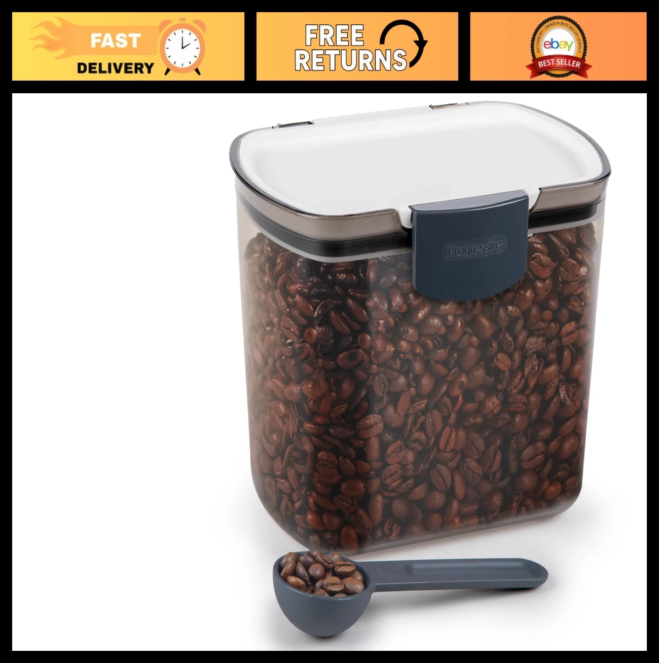 Airtight Coffee Storage Container 1.5 Quart with Scoop - Tinted Plastic, Freshne