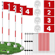 4 Pack Golf Flag Stick 6Ft Putting Green Flag Golf Hole Cup Pole Pin Numbered Fl