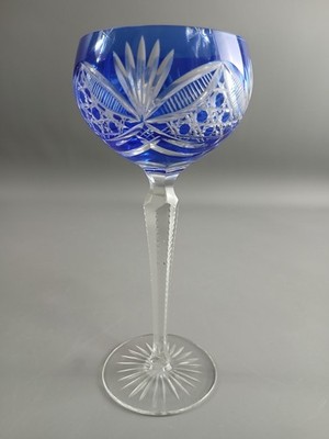 Roman glass wine cut old laid table GDR crystal decoration VINTAGE blue!