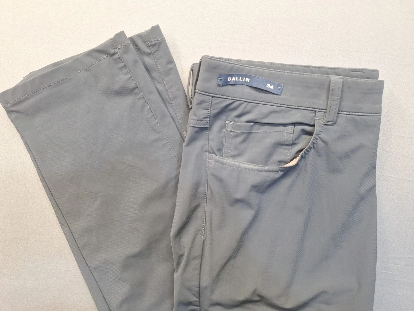 Ballin Performance Golf Pants 34/34 Grey Crescent Stretch Lightweight Travel