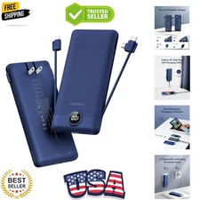 Portable Charger with Built-in AC Plug and Cables, All in One 10000mAh Ultra ...