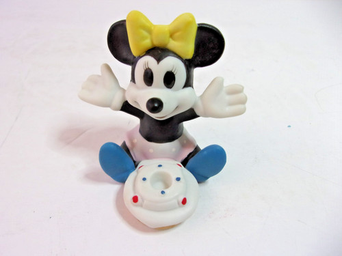VINTAGE DISNEY MINNIE MOUSE BIRTHDAY CAKE CERAMIC CANDLE HOLDER MINT CONDITION
