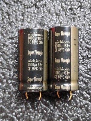 Nichicon KG Super Through 1000 UF 63 Volt Capacitors Absolutly the Best Qty-2