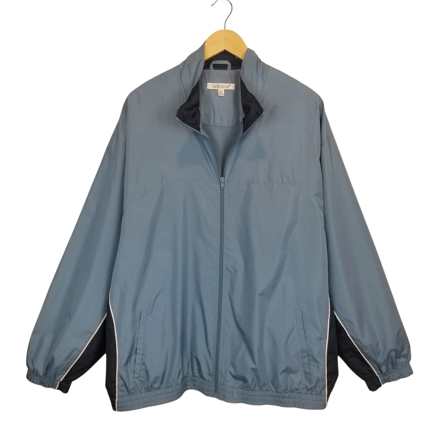 TravelSmith Men's Blue Zip Front Windbreaker Jacket Lightweight Size XXL