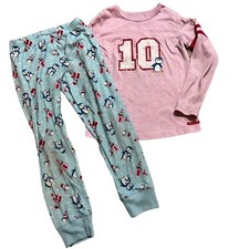 American Girl Penguin Girls Pajamas Sz Medium 7/8 Top/Pants Set
