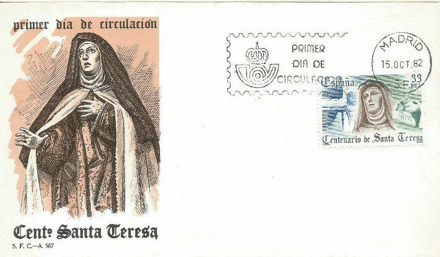 EDIFIL 2674 ESPAÑA AÑO1982 PRIMER DIA DE CIRCULACION CENTENARIO SANTA TERESA SPD