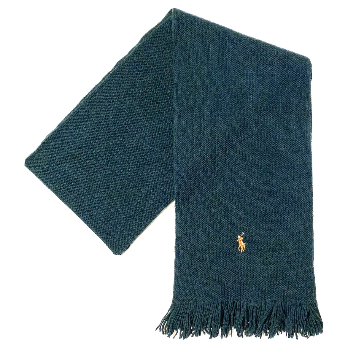 POLO RALPH LAUREN Mens Pony Merino Wool Knit Fringe Scarf Green (MSRP $65)  | eBay