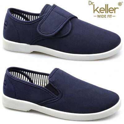 Mens Wide Fit Canvas Shoes Slip On Casual Boat Deck Loafers Sailor ...