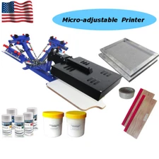 3 Color 1 Station Screen Printing Kit With Flash Dryer Waterbased Ink Squeegee