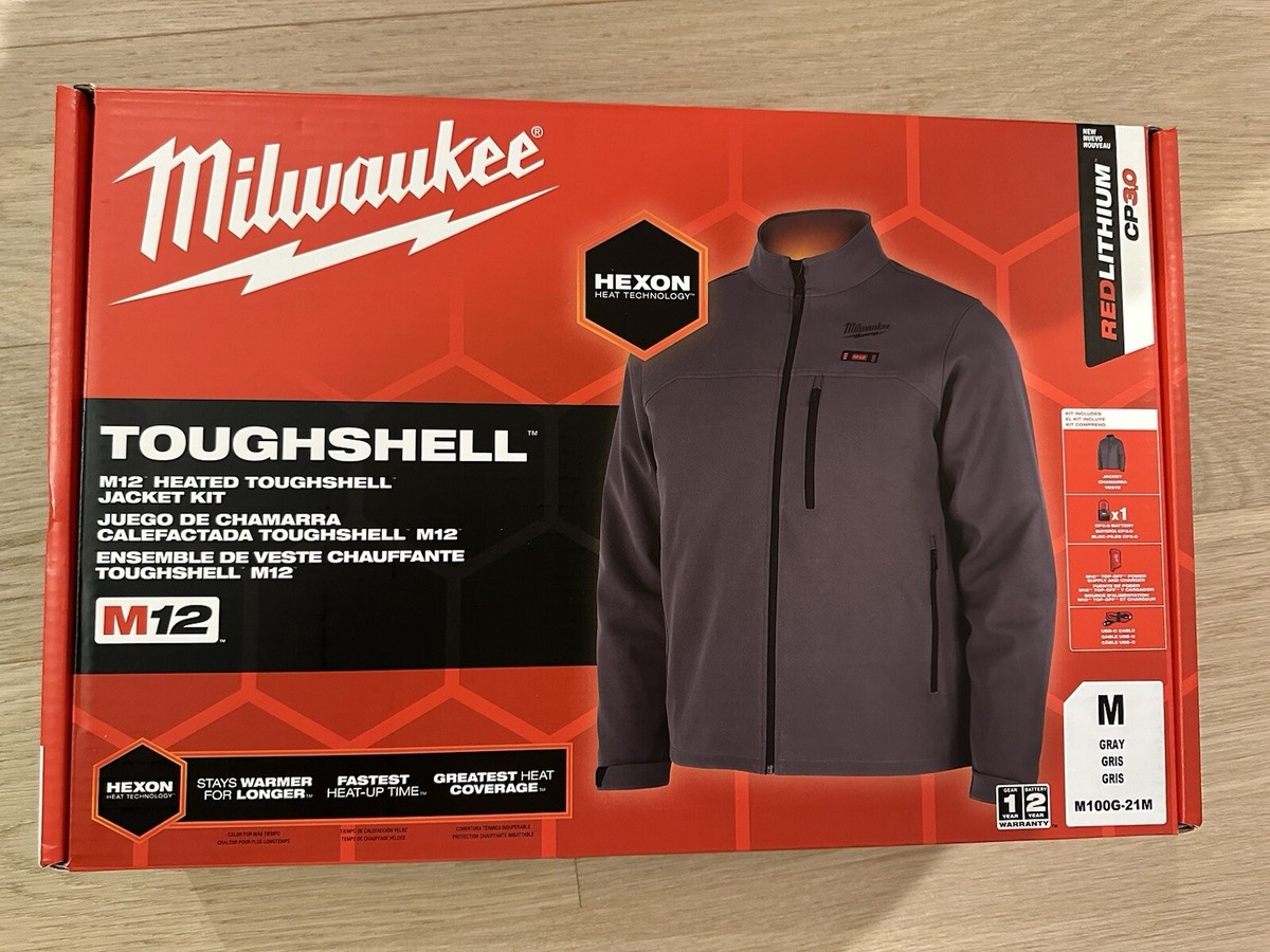 Milwaukee M100G-21M Men's Gray M12 Toughshell Heated HEXON Jacket