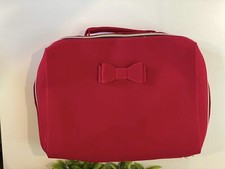 Estee Lauder Red Velvet Velveteen Cosmetic Makeup Bag Train Case 2020 Gold-tone