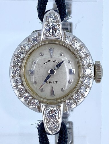 Galt & Bro anni 50 Orologio donna Hamilton 751 platino e diamanti - Foto 2 di 11