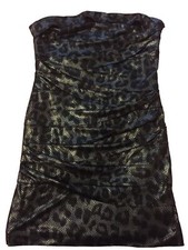 Forever 21 Metallic Black/Grey Strapless Banded Snakeskin Animal Print Dress