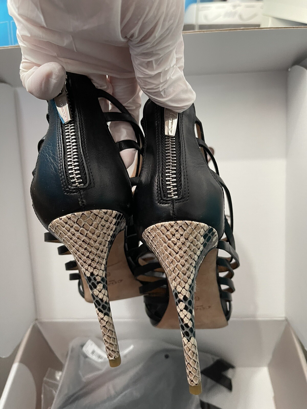 Coach Josey Black Roccia Leather Snake Print High Hee… - Gem